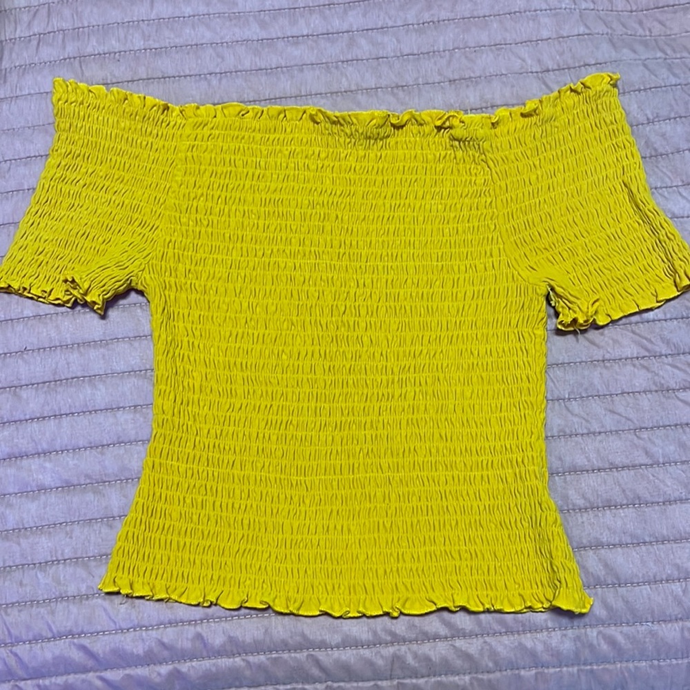 Yellow Off shoulder crop top